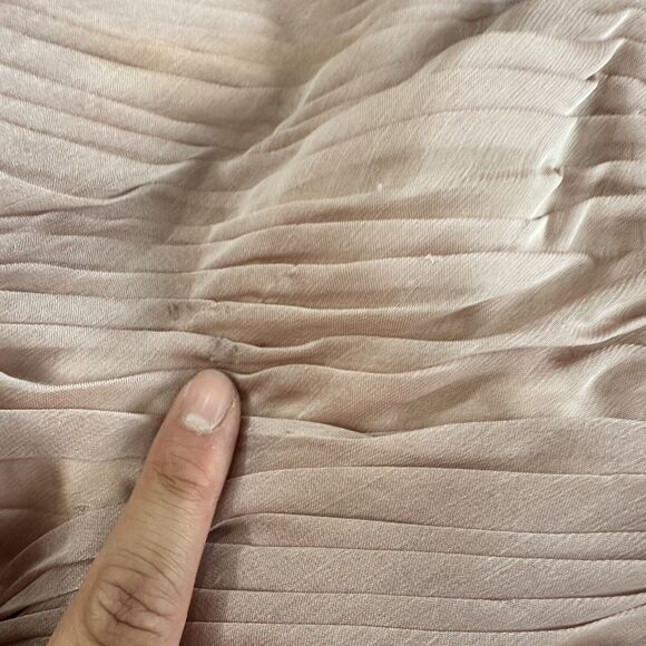 MONIQUE LHUILLIER Bridesmaid Ruched Fitted Light Pink Strapless Sheath 14 *flaws - Picture 4 of 7